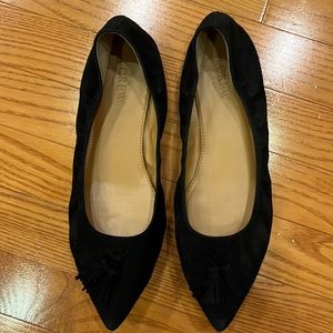 J.Crew suede tassel stretch flats size 9 1/2. Black